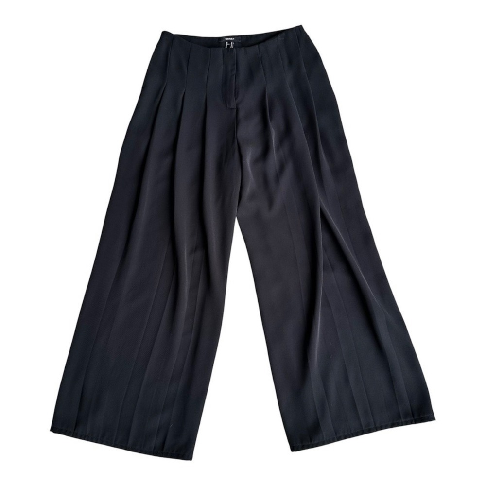 Forever 21 Trousers Dress Pants Black Wide Leg Pleated Preppy Business Medium